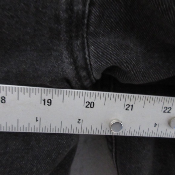 American Eagle Jean Jacket Medium Black Faux Fur Grunge‎ Punk Fade Distressed - Picture 7 of 8